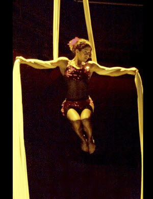 Female performer on silks