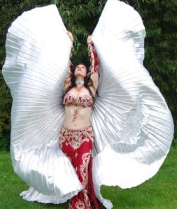 A belly dancer with Isis Wings