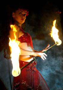 Fire performing belly dancer
