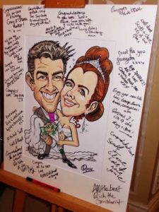 Mounted Caricature at wedding